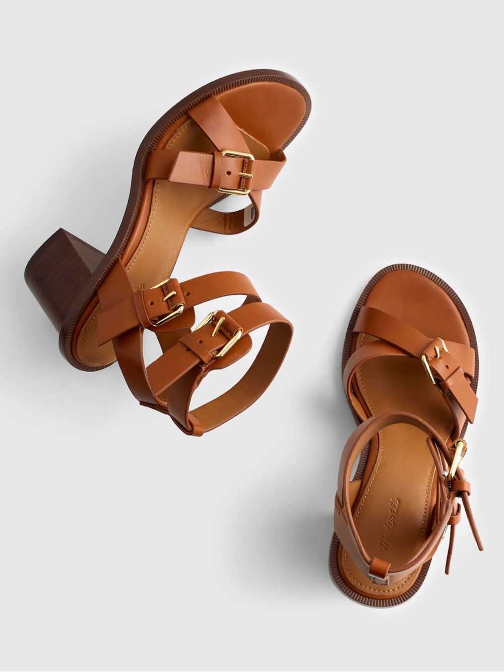 Madewell The Corinna Buckle-Strap Heeled leather Sandal Cinnamon Stick 6.5 NZ719